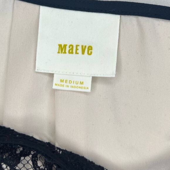 Maeve x Anthropologie Sheer Rashel Lace Blouse, Black/Tan, size Medium - Picture 8 of 11